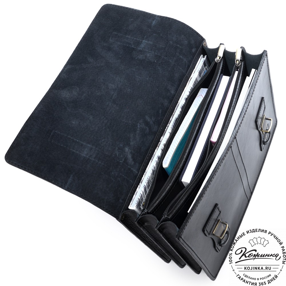 Деловой кожаный портфель "Увертюра" (чёрный)